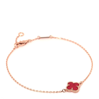 Van Cleef & Arpels 18K Rose Gold Carnelian Sweet Alhambra Bracelet 1 of 5