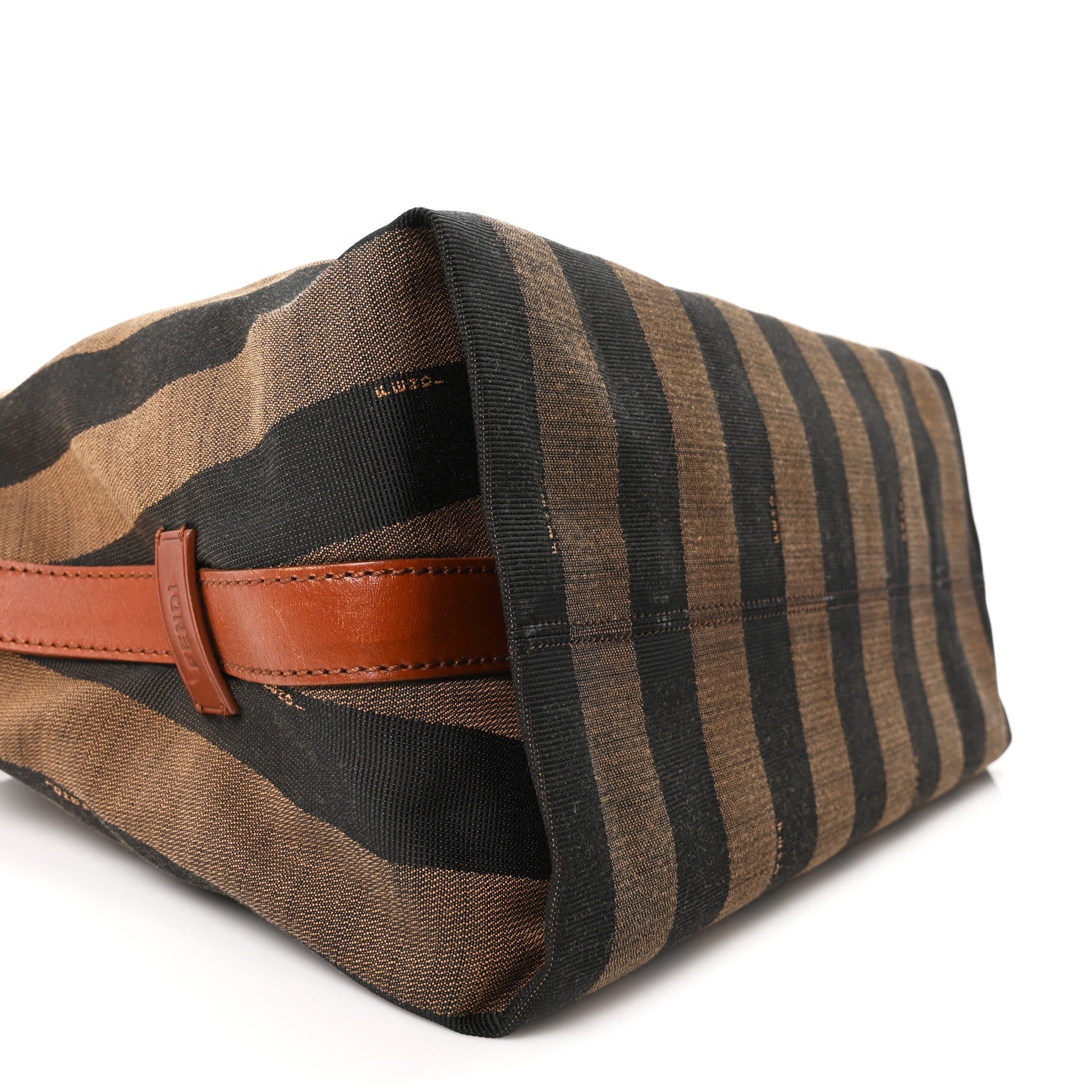 Fendi Pequin Cuoio Vegetale Large Hobo Tobacco Black Cuoio 9 of 10