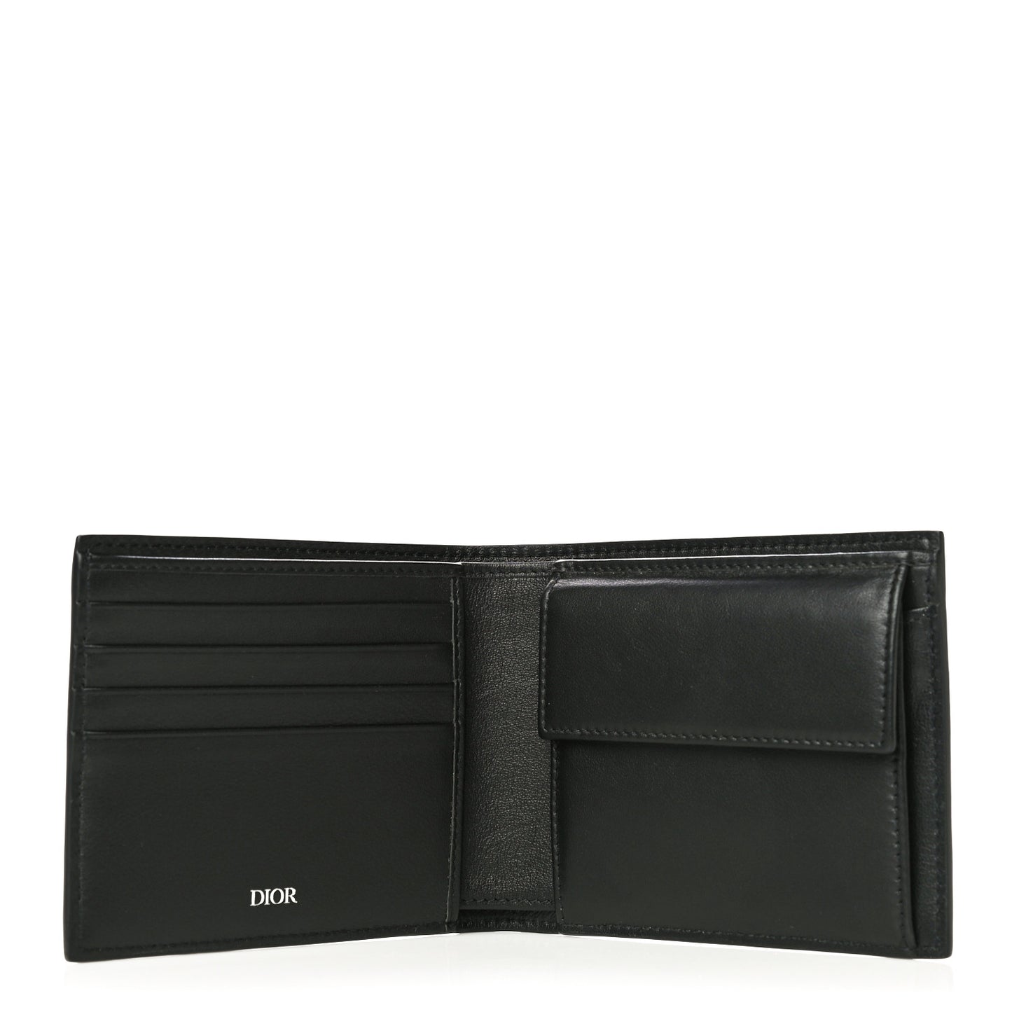 Calfskin Perforated Oblique Bi-Fold Do Galaxy Wallet Black