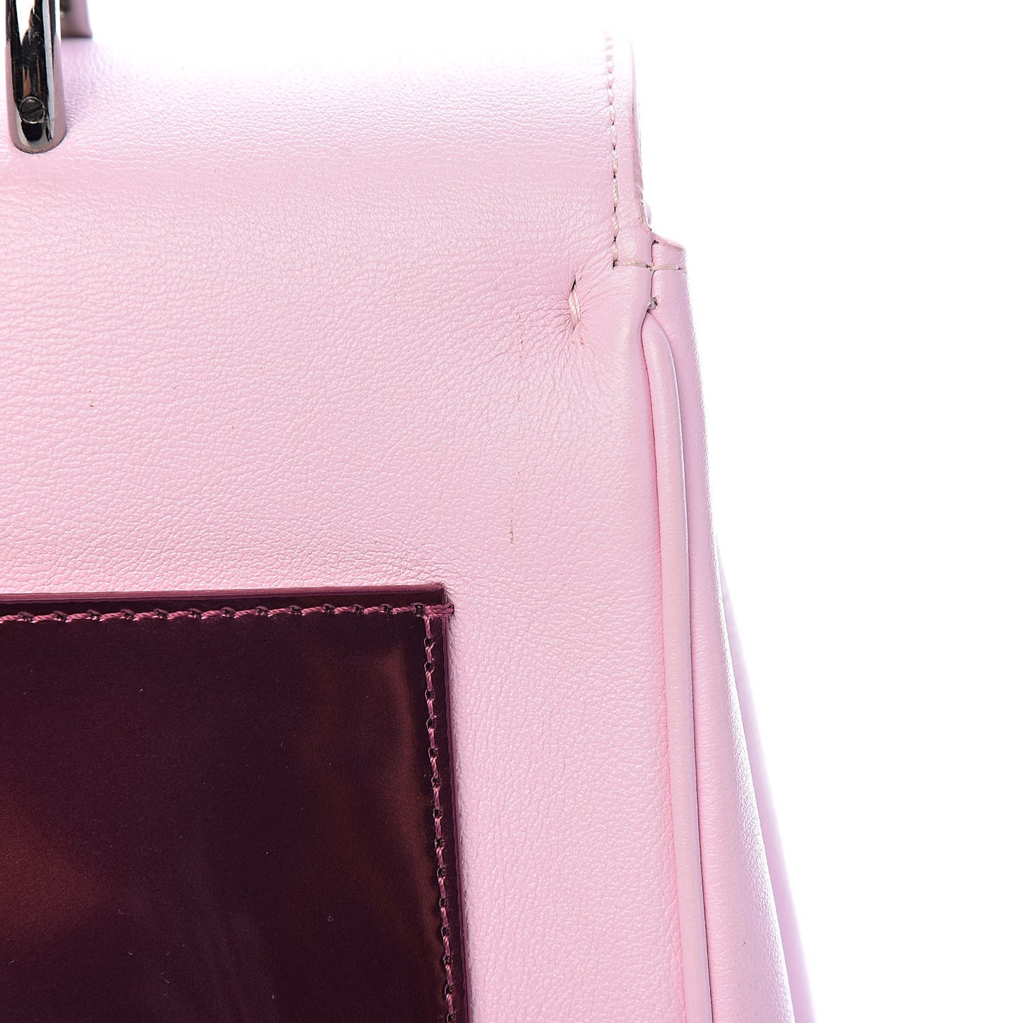 Metallic Patent Smooth Calfskin Small Be Dior Flap Pink Fuchsia