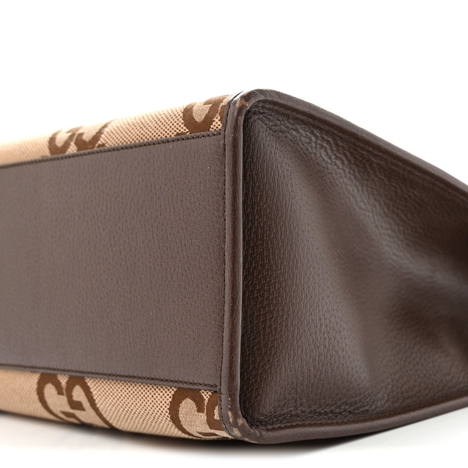 Gucci Monogram Jumbo GG Textured Dollar Calfskin Web Tote Bag Camel Ebony New Acero 10 of 15