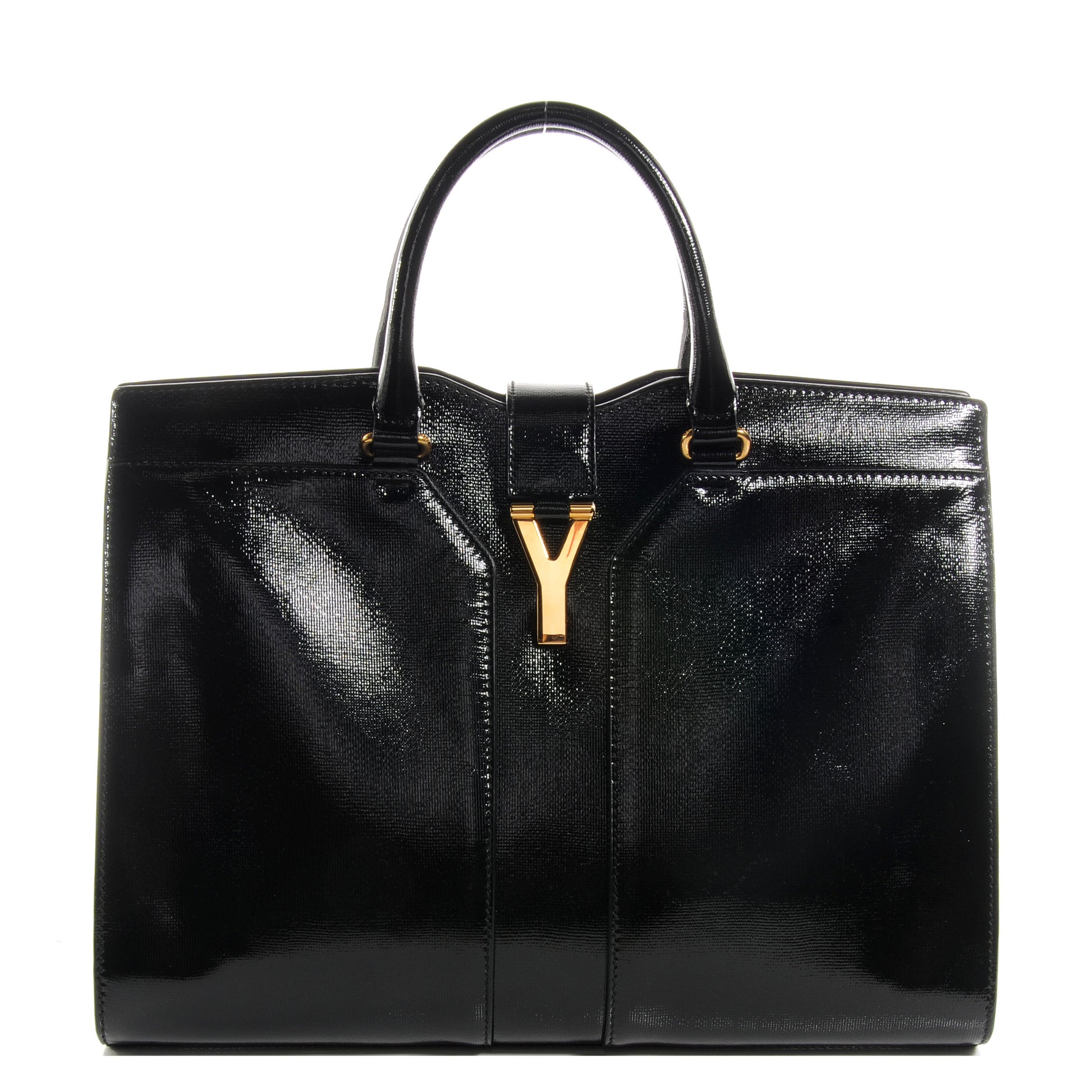 Saint Laurent Textured Patent Leather Large Cabas Chyc Black 1 of 8