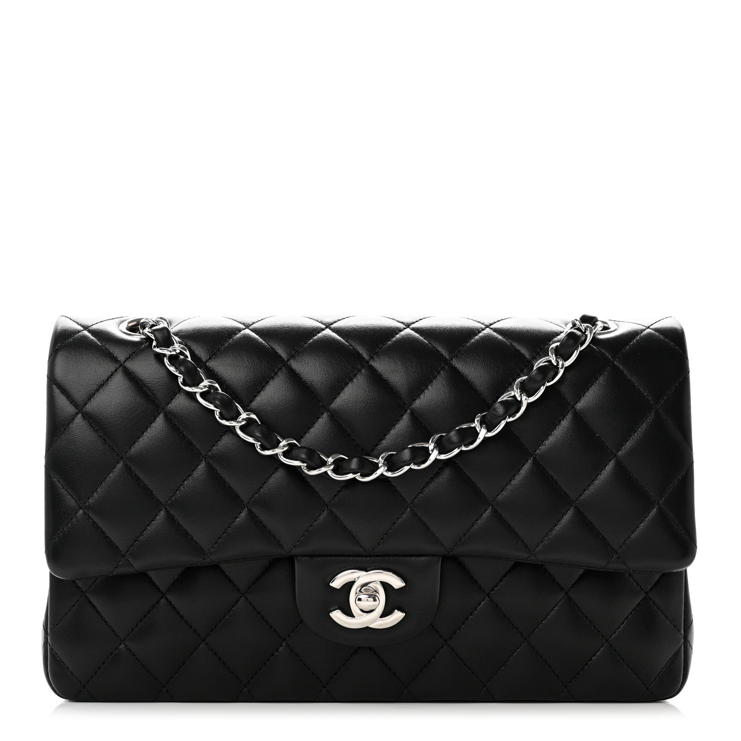 Chanel Lambskin Quilted Medium Double Flap Black 1 of 9