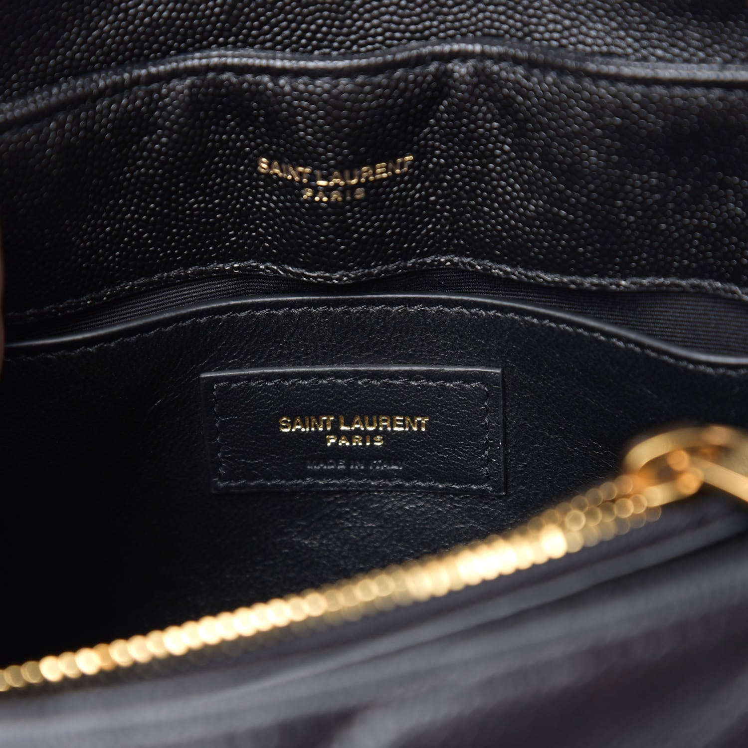 Saint Laurent Grain de Poudre Calfskin Y Quilted Monogram Small Loulou Chain Satchel Black 5 of 9