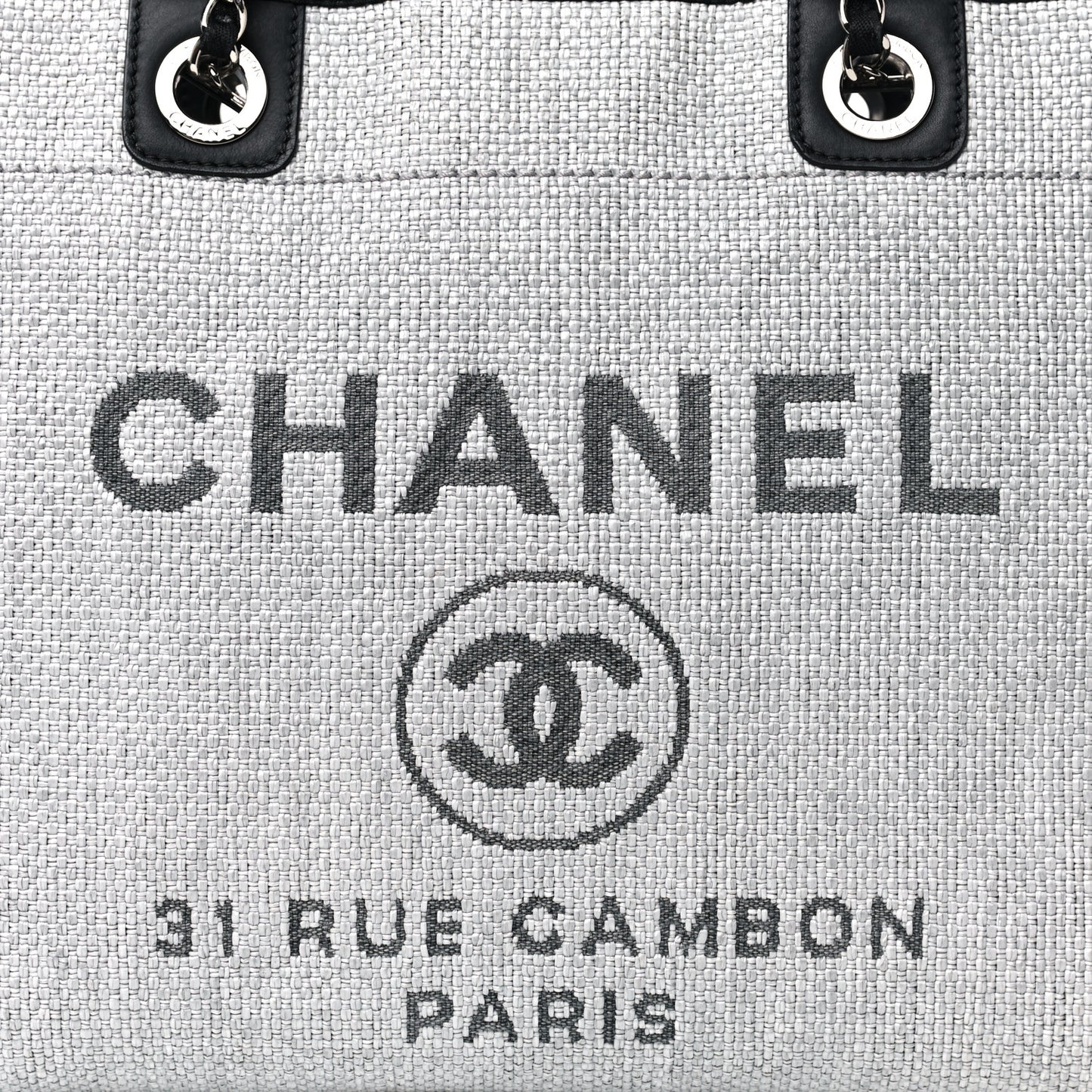 Woven Straw Raffia Small Deauville Tote Grey