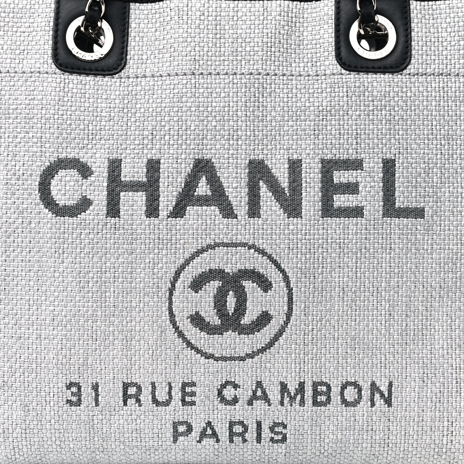 Chanel Woven Straw Raffia Small Deauville Tote Grey 6 of 11