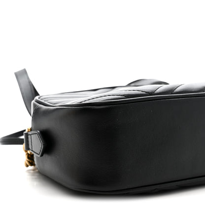 Gucci Calfskin Matelasse Small GG Marmont Chain Shoulder Bag Black 10 of 11