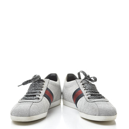 Gucci Glitter Fabric Studded Web Sneakers 38 Silver 5 of 17