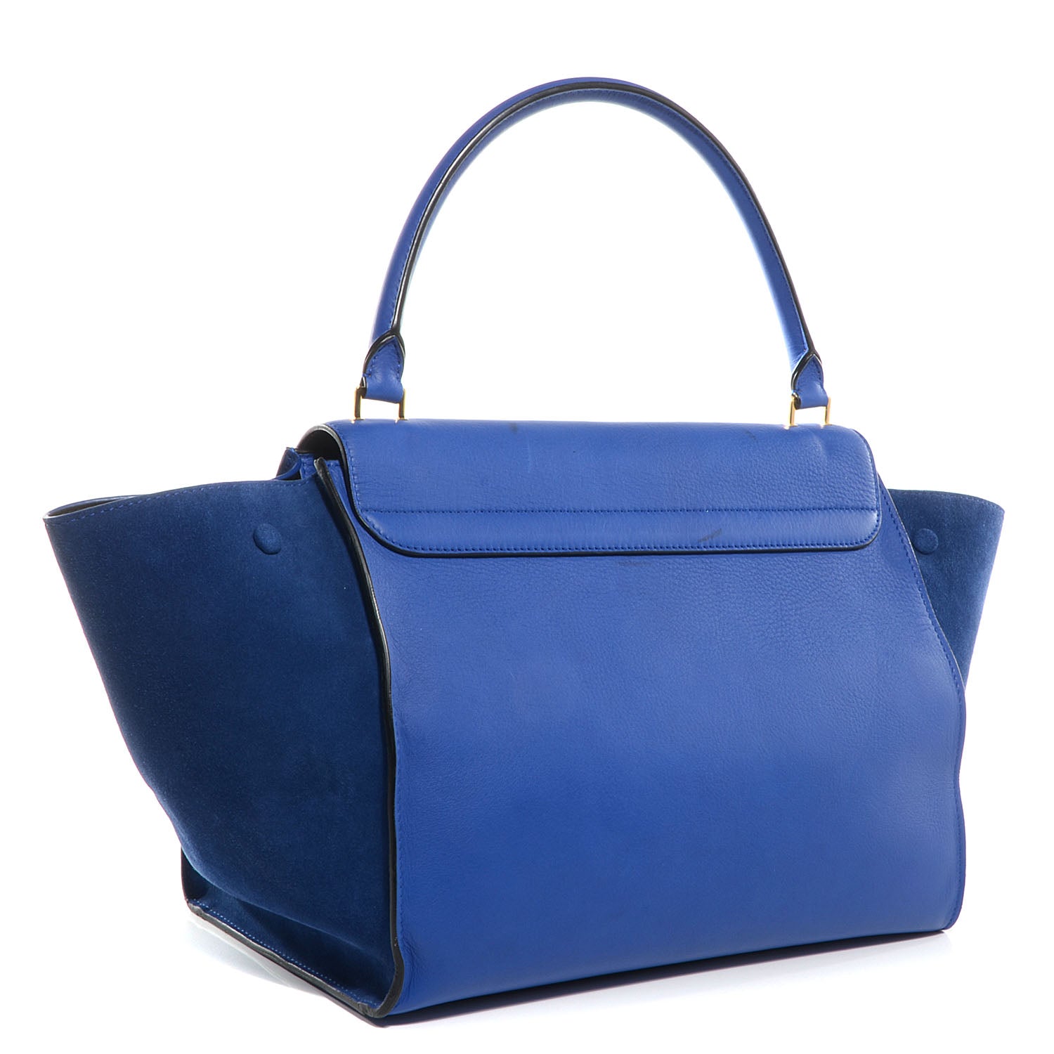 Celine Calfskin and Suede Large Trapeze Royal Blue 3 of 11