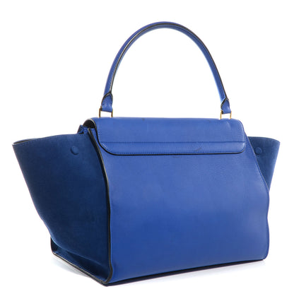 Celine Calfskin and Suede Large Trapeze Royal Blue 3 of 11