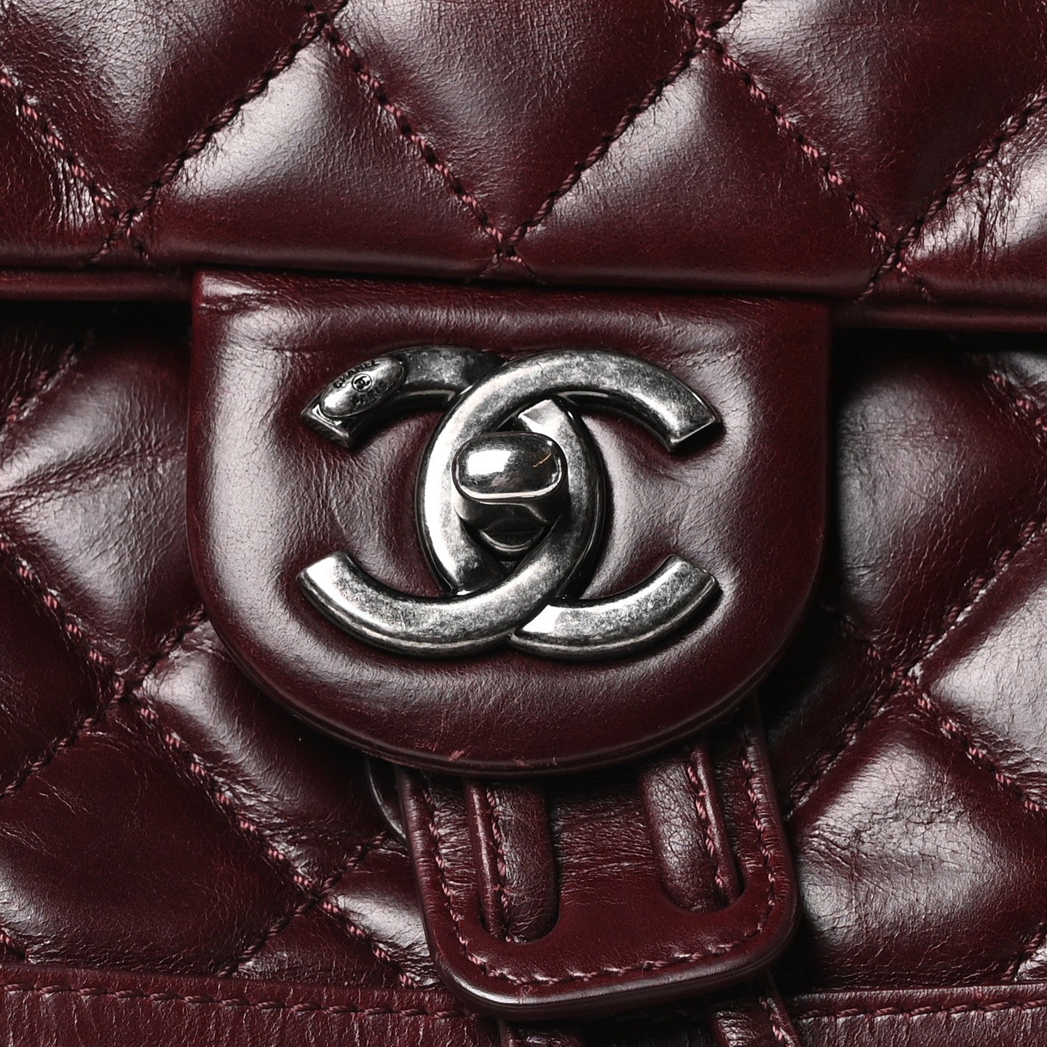Chanel Glazed Calfskin Quilted Large Salzburg Backpack Burgundy 8 of 10