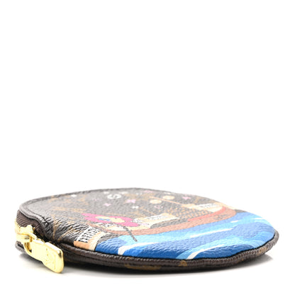 Louis Vuitton Monogram 2019 Christmas Animation Round Coin Purse Blue 4 of 8
