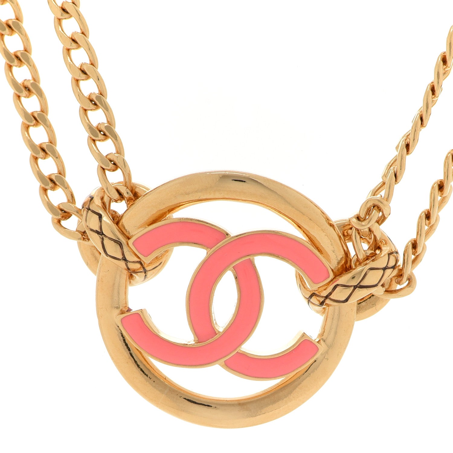 Chanel Metal Resin Chain CC Choker Gold Pink 4 of 6