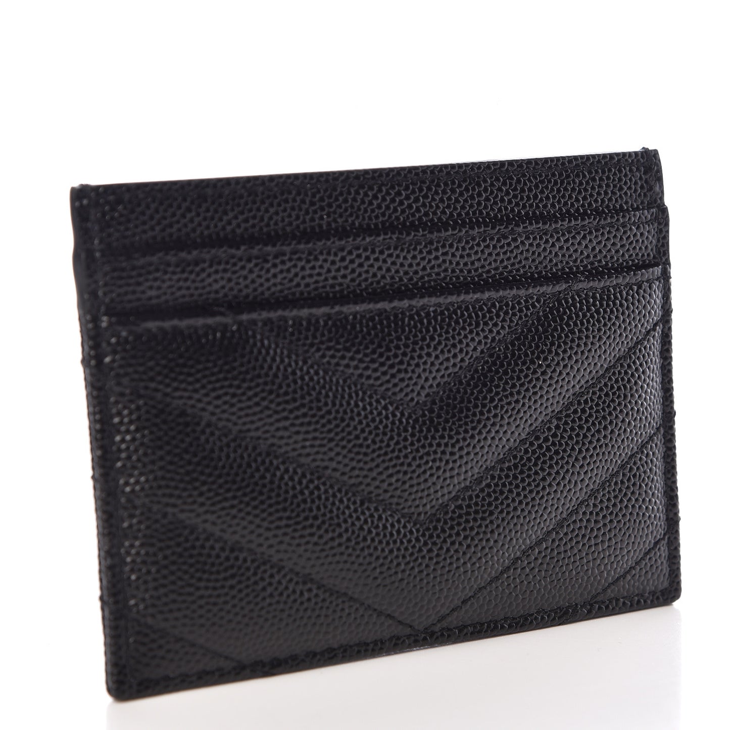 Grain De Poudre Matelasse Chevron Monogram Credit Card Case Black