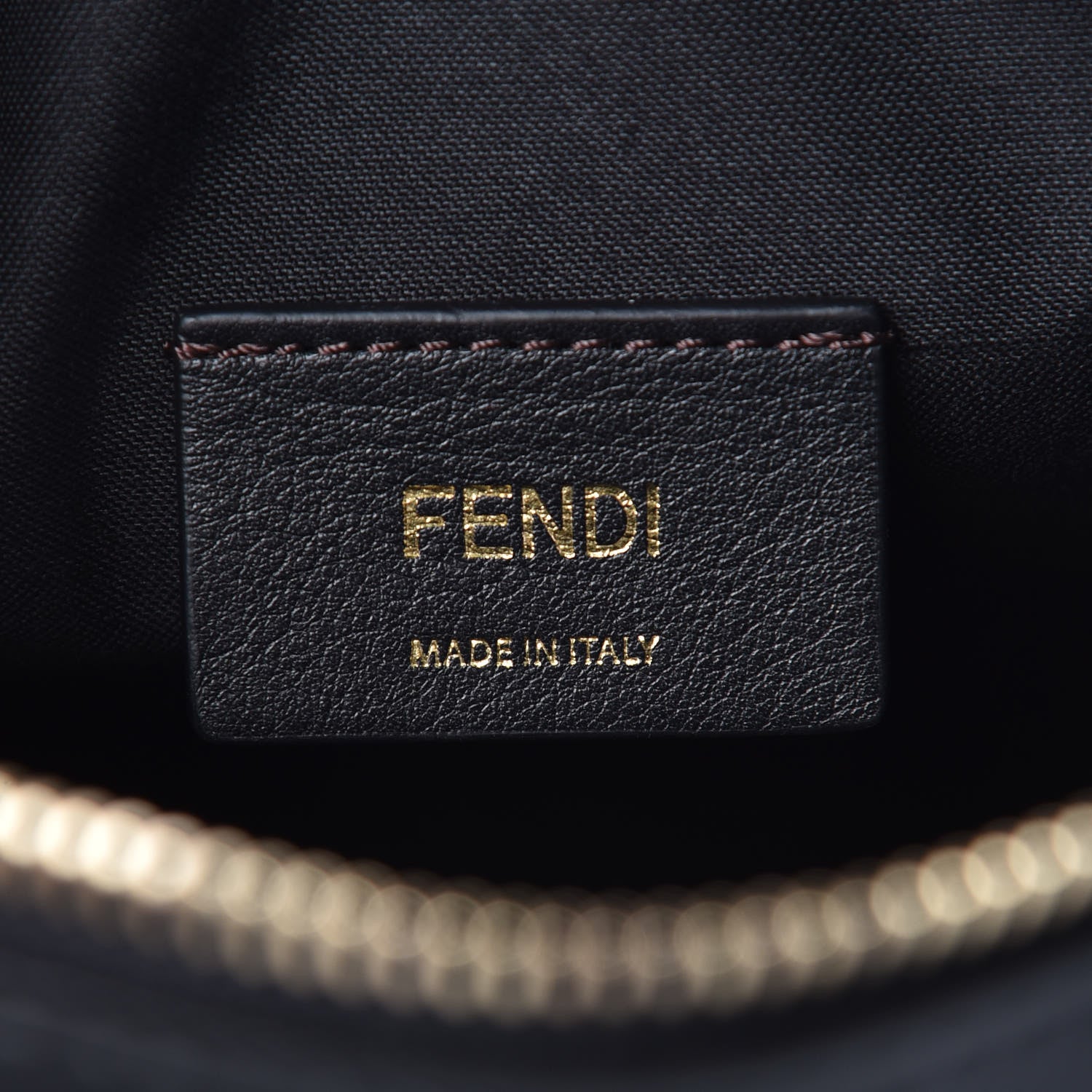 Fendi Glazed Fabric Vitello Century FF 1974 Stamp Patch Mini Camera Case Mogano Panna Black 6 of 9