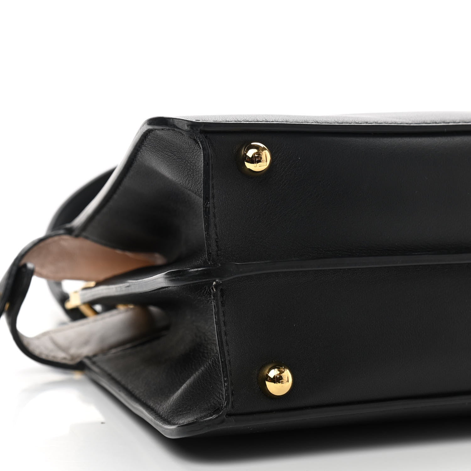 Fendi Vitello Seta Nappa Bi-Color Small Peekaboo I SEE U Satchel Black Light Rose Tortora 9 of 11