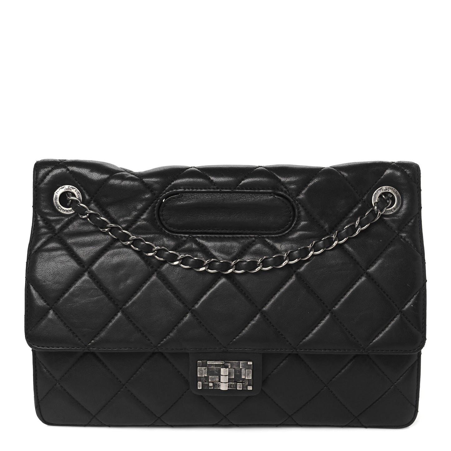 Washed Lambskin Jumbo Take Away Flap Black
