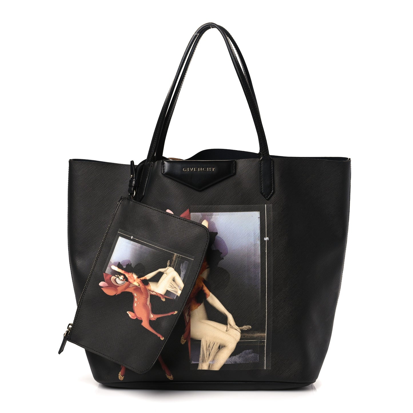 Textured Coated Canvas Bambi Print Medium Antigona Tote