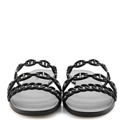Hermes Rubber Chaine d'Ancre Rivage Sandals 35 Black 3 of 9