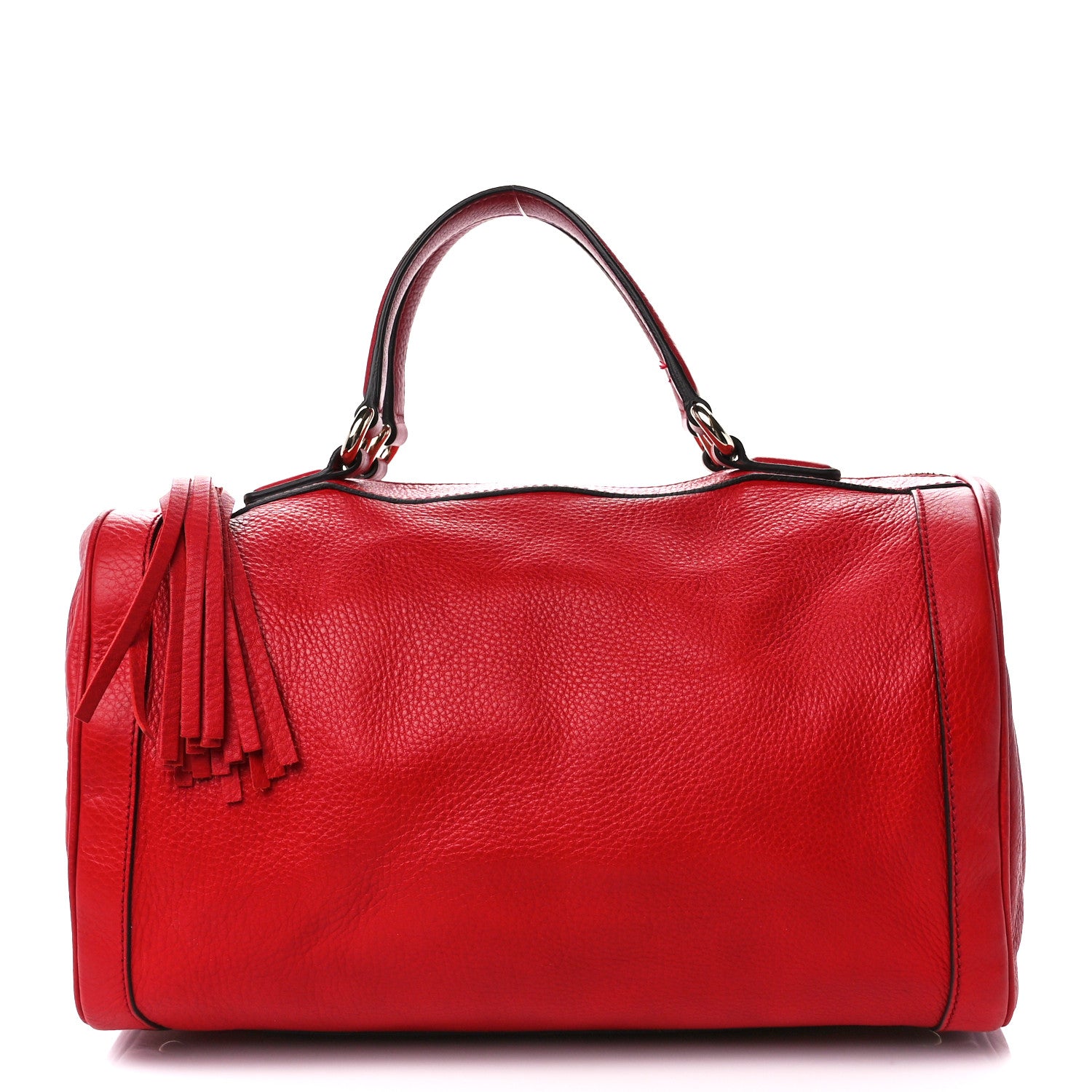 Gucci Pebbled Calfskin Medium Soho Boston Red 1 of 14