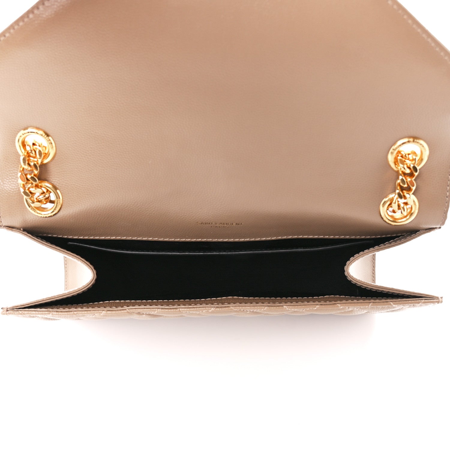 Saint Laurent Grain De Poudre Textured Mixed Matelasse Medium Triquilt Monogram Satchel Dark Beige 5 of 12