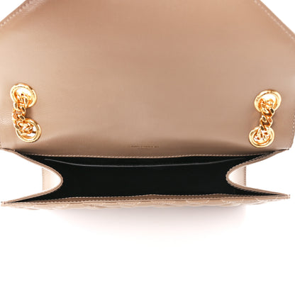Saint Laurent Grain De Poudre Textured Mixed Matelasse Medium Triquilt Monogram Satchel Dark Beige 5 of 12