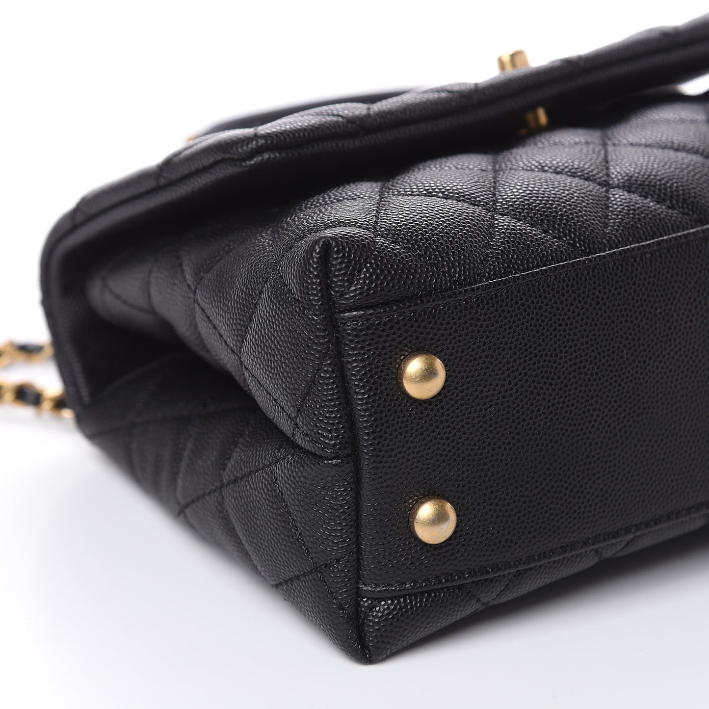 Caviar Quilted Mini Coco Handle Flap Black