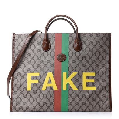 Gucci GG Supreme Monogram Fake/Not Large Retro Interlocking G Tote Bag Beige Brown Sugar 1 of 11