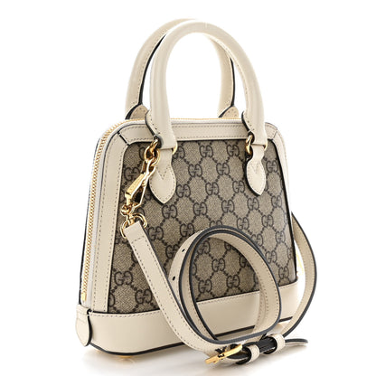 Gucci GG Supreme Monogram Azalea Calfskin Mini Horsebit 1955 Top Handle Bag Beige Ebony Mystic White 3 of 12