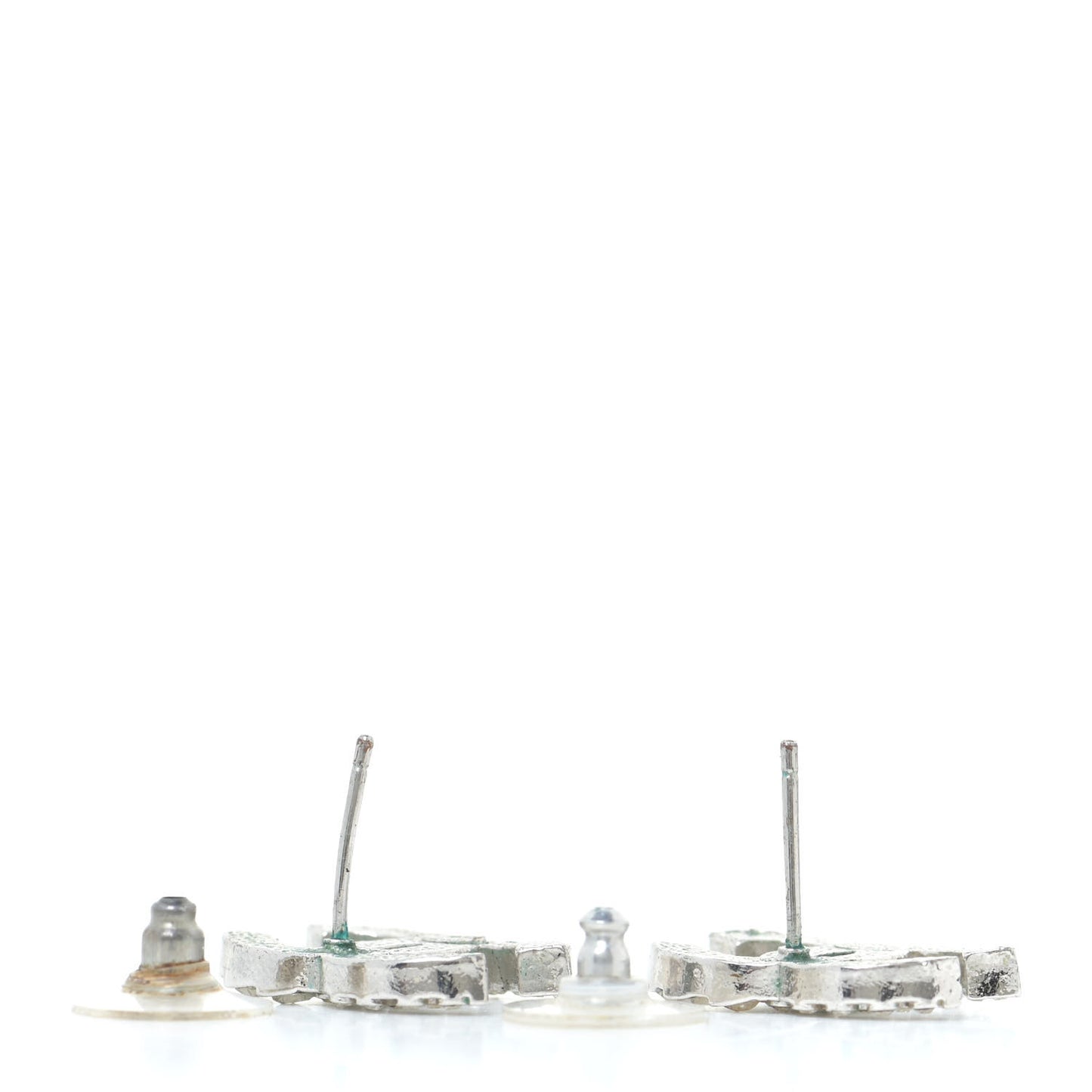 Baguette Crystal CC Earrings Silver