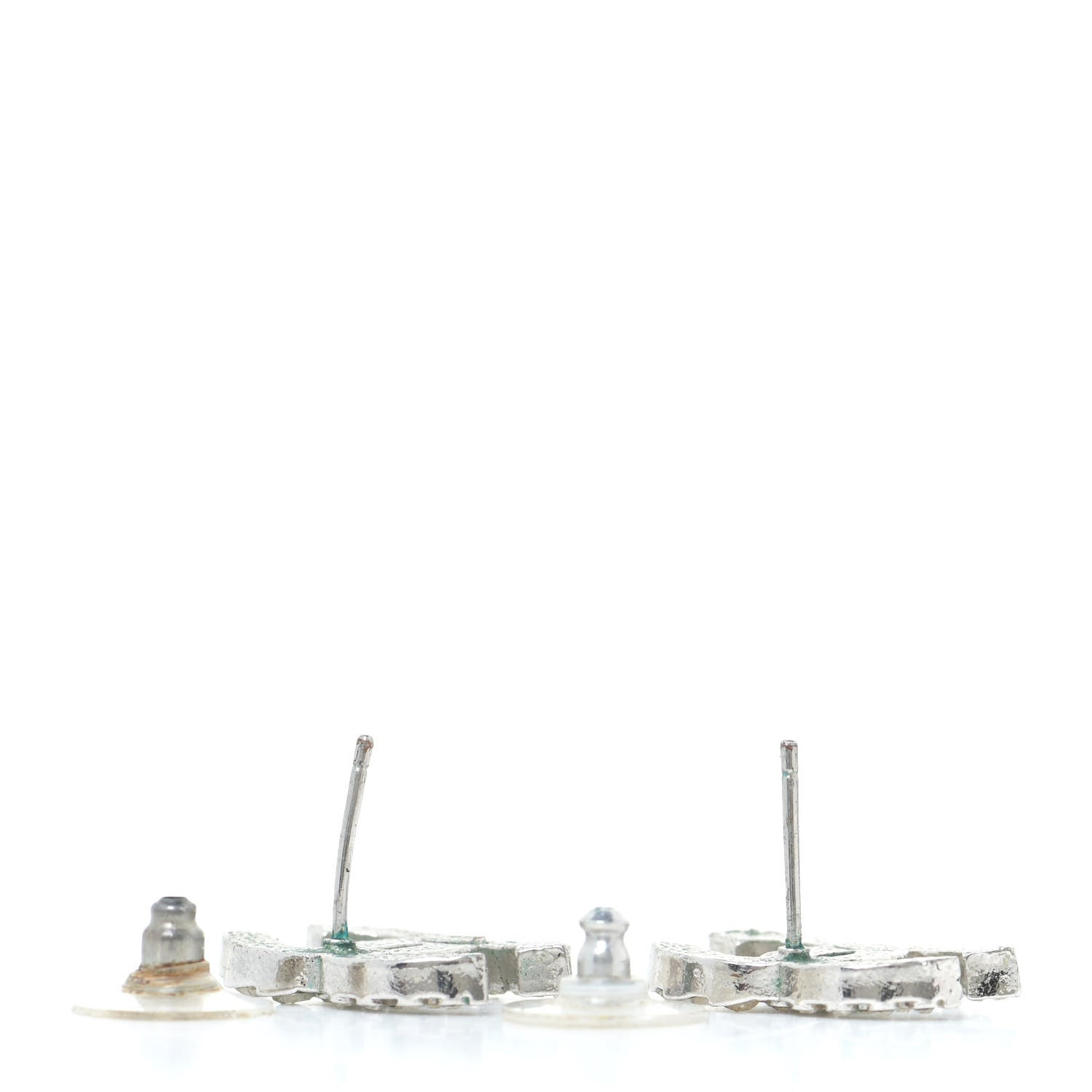 Chanel Baguette Crystal CC Earrings Silver 3 of 9