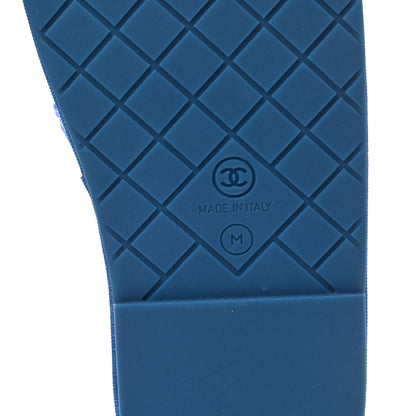 Chanel Tweed Flat Slipper Sandals M Blue 6 of 8