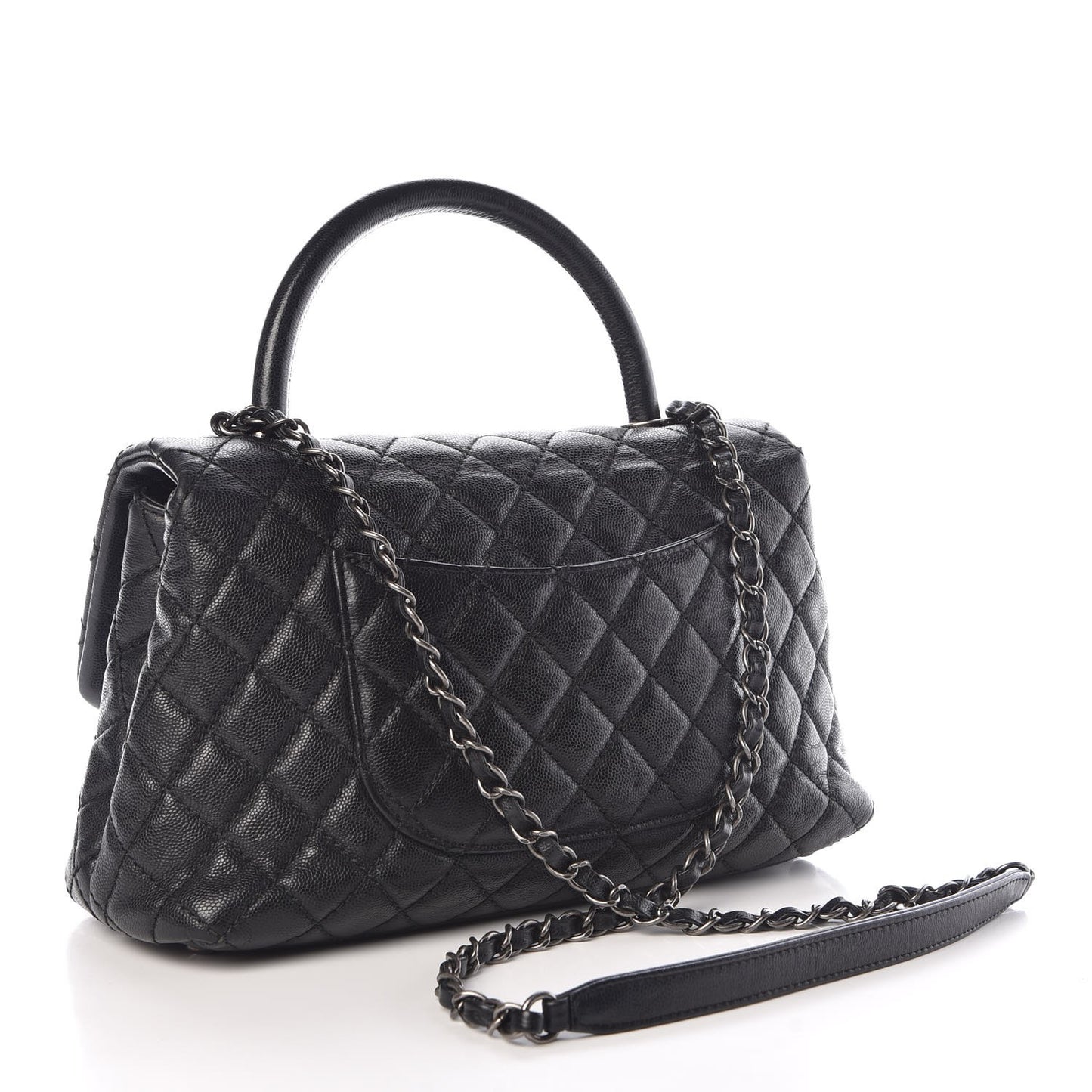 Caviar Quilted Small Coco Handle Flap Black