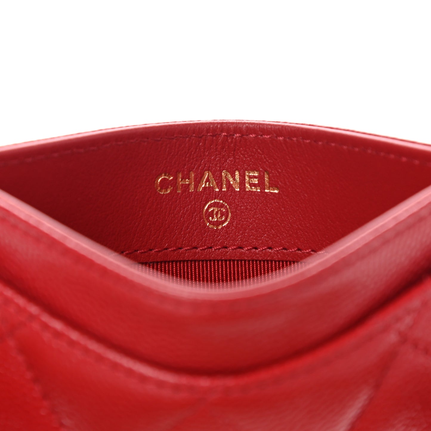 Caviar Quilted Card Holder Red