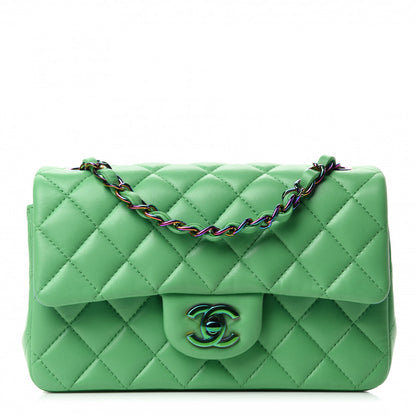 Chanel Lambskin Quilted Mini Rectangular Flap Green Blue 1 of 11