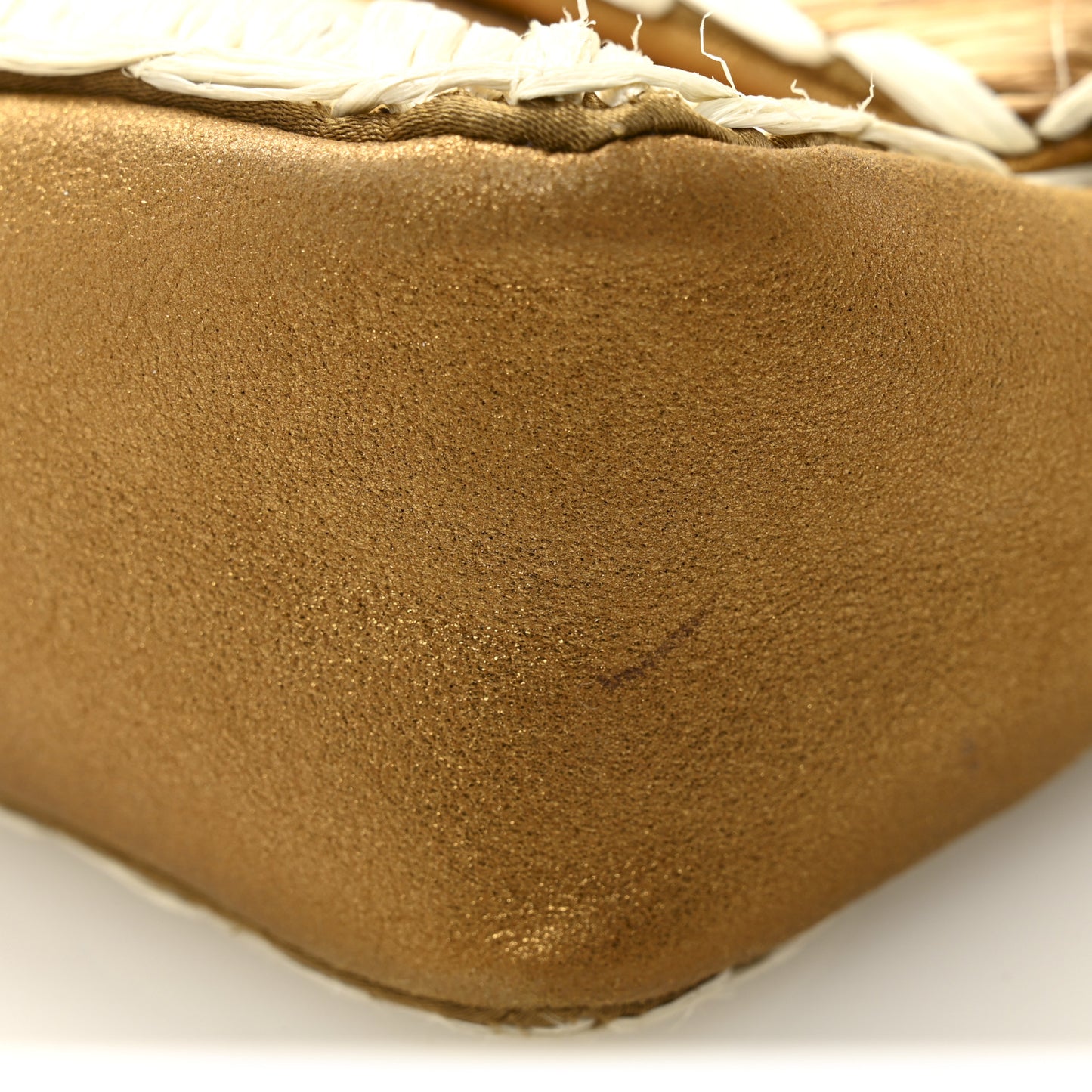 Metallic Woven Raffia Patchwork Single Flap Gold