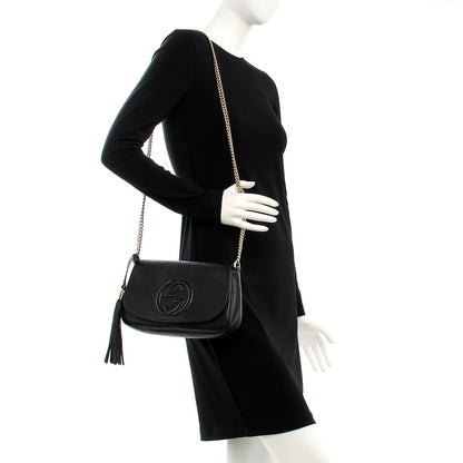 Gucci Pebbled Calfskin Medium Soho Flap Crossbody Black 2 of 7
