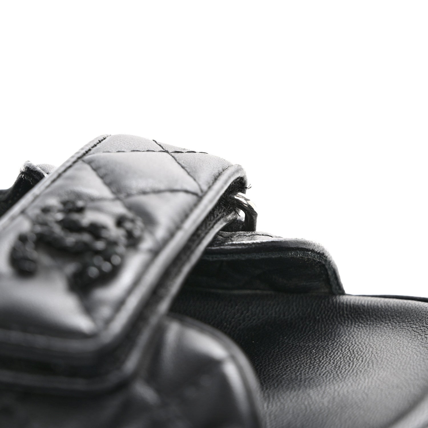 Chanel Lambskin Velcro Dad Sandals 38 So Black 13 of 14