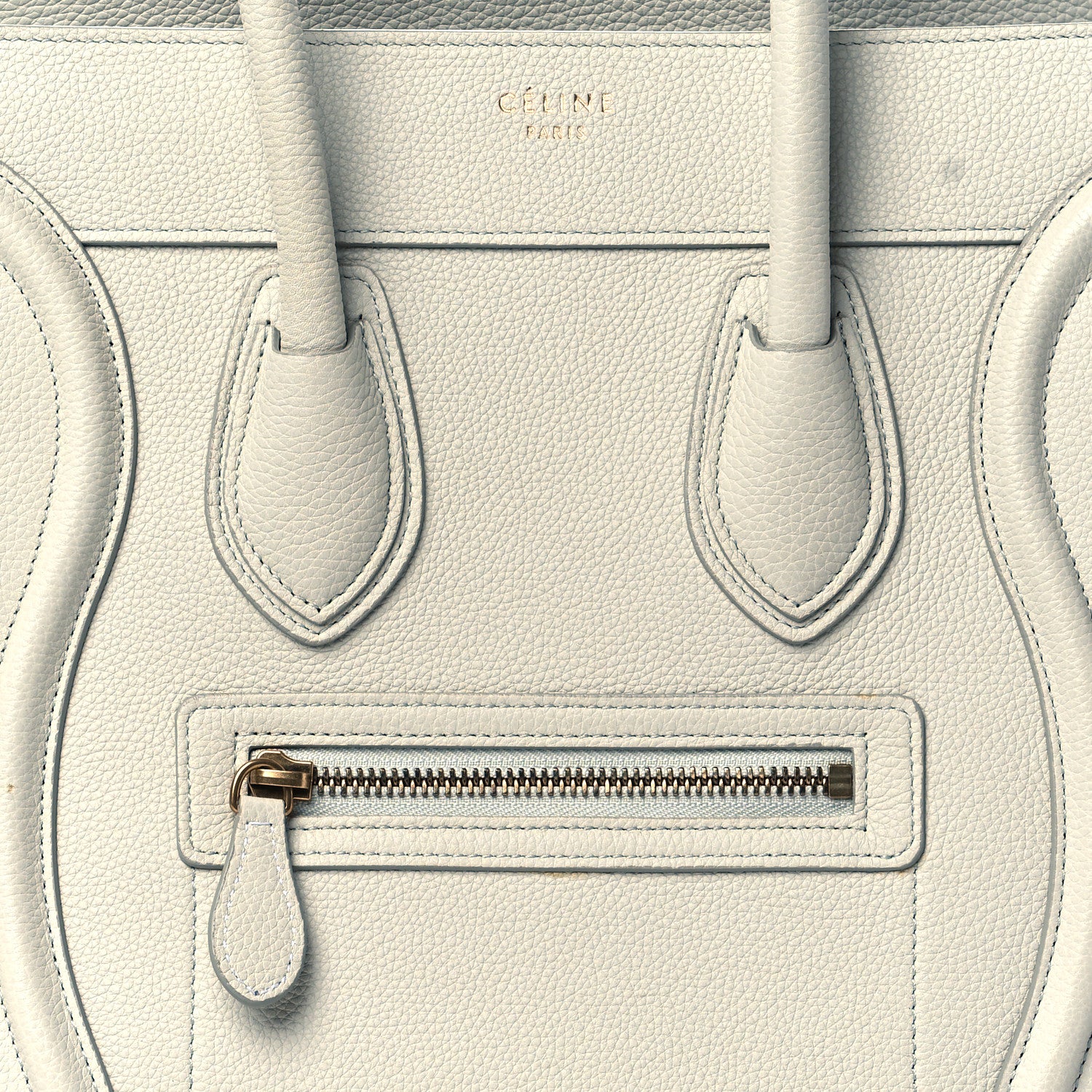 Celine Drummed Calfskin Micro Luggage Chalk 9 of 11