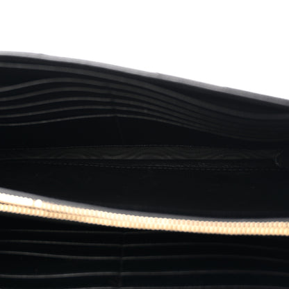Saint Laurent Grain De Poudre Matelasse Chevron Monogram Chain Wallet Black 6 of 11