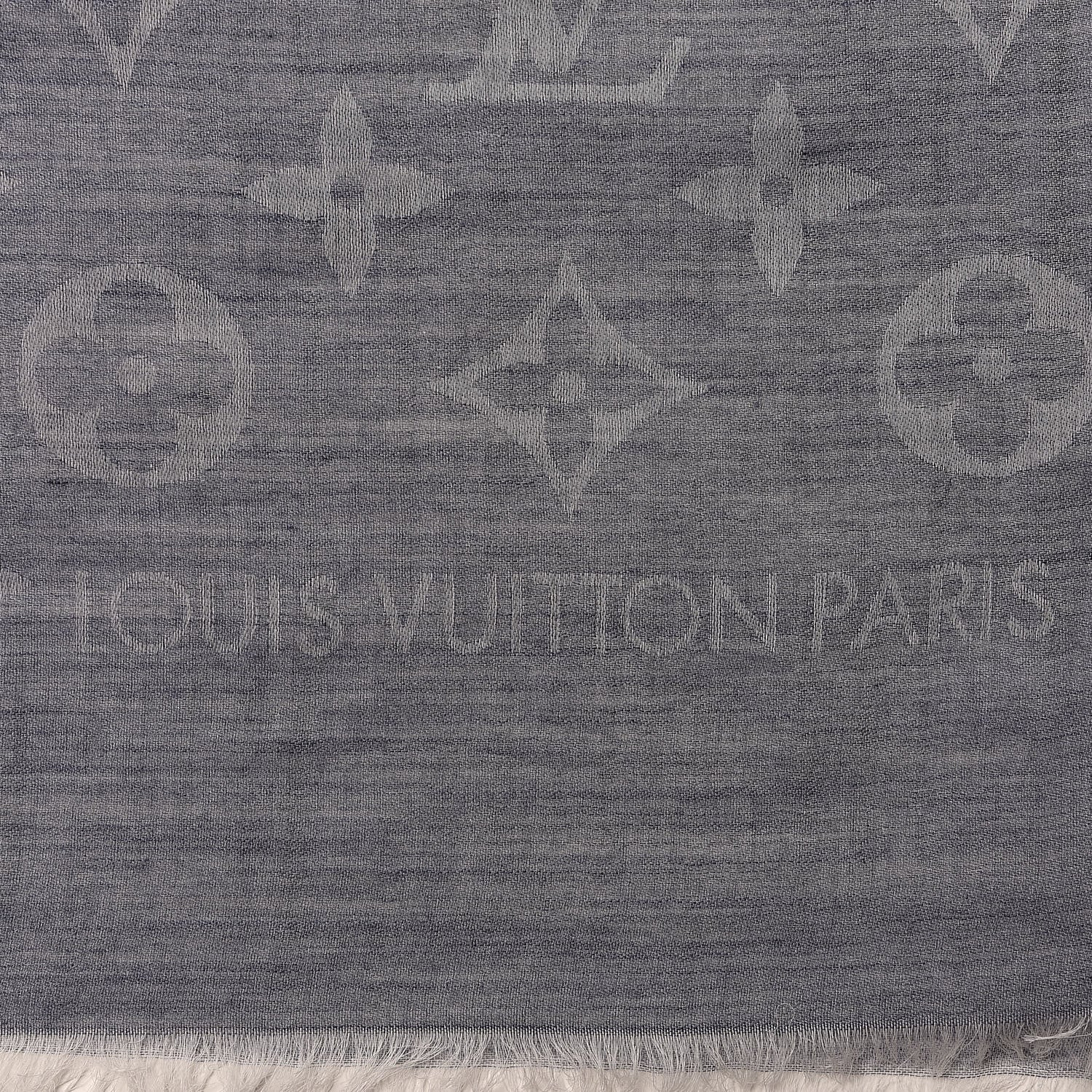 Louis Vuitton Wool Cotton Silk Daily Monogram Stole Denim 5 of 5