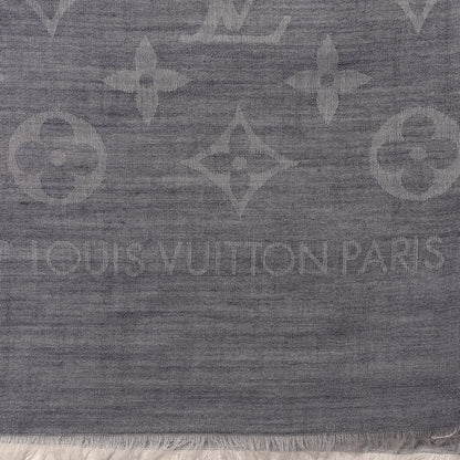 Louis Vuitton Wool Cotton Silk Daily Monogram Stole Denim 5 of 5
