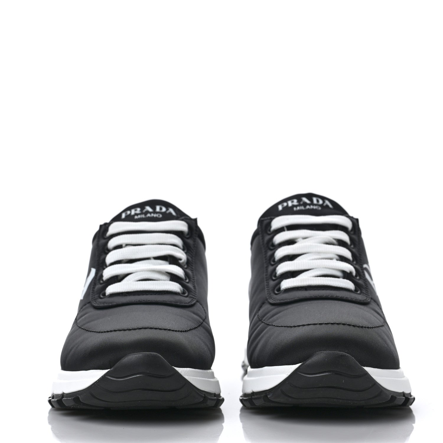 Prada Nylon Gabardine Logo Sneakers 39 Black White 2 of 10