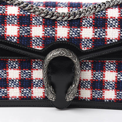 Gucci Vintage Tweed Check Small Dionysus Shoulder Bag White Hibiscus Red Marine 9 of 9