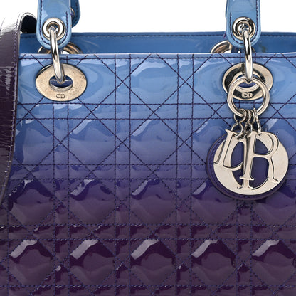 Christian Dior Patent Cannage Gradient Medium Lady Dior Purple Blue 9 of 26