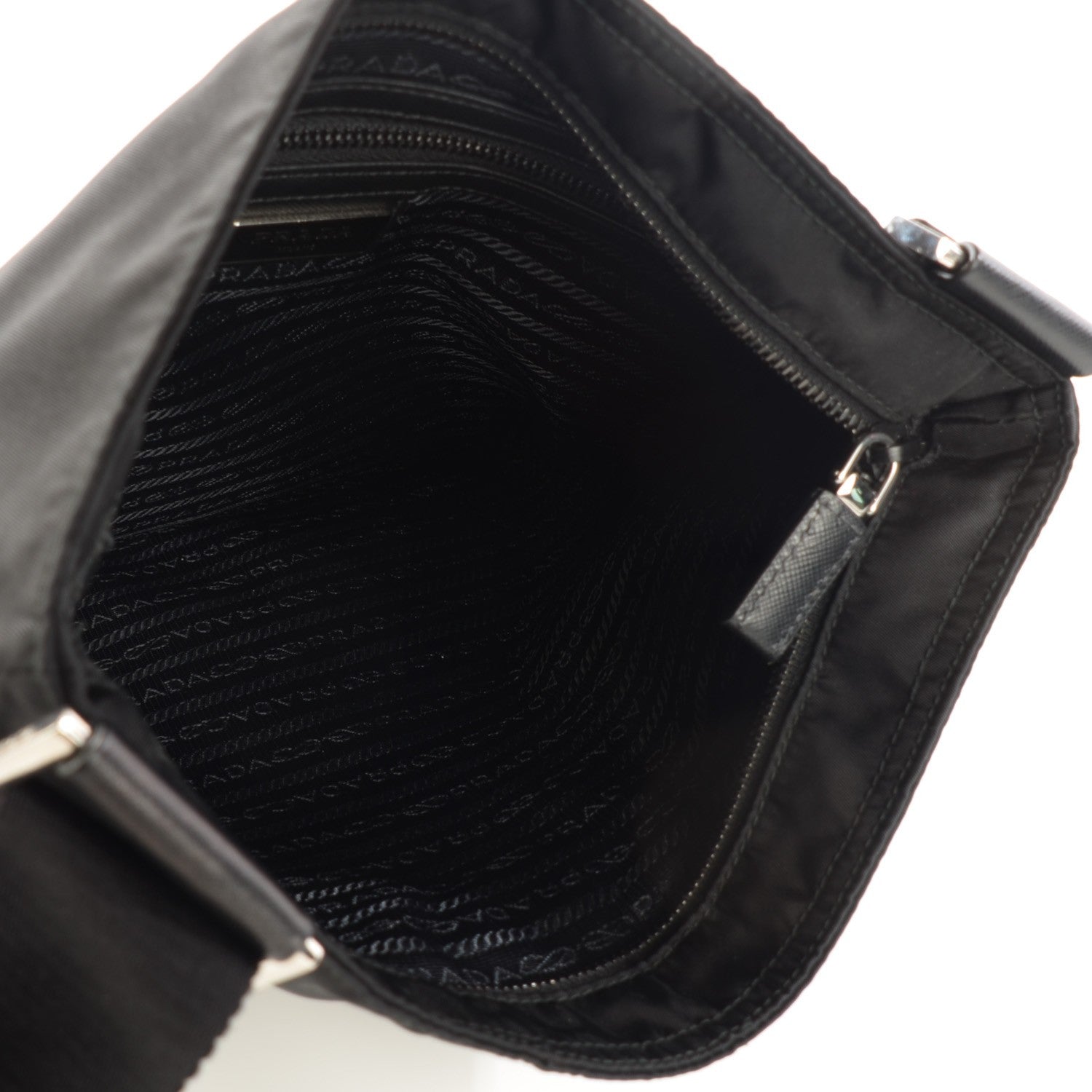 Prada Nylon Vela Flat Messenger Bag Black 5 of 11