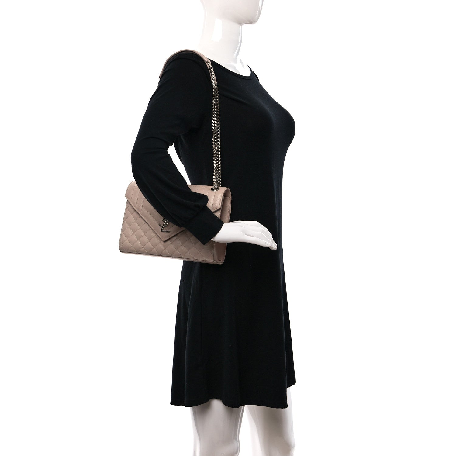 Saint Laurent Grain De Poudre Textured Mixed Matelasse Medium Triquilt Monogram Satchel Marble Pink 2 of 11