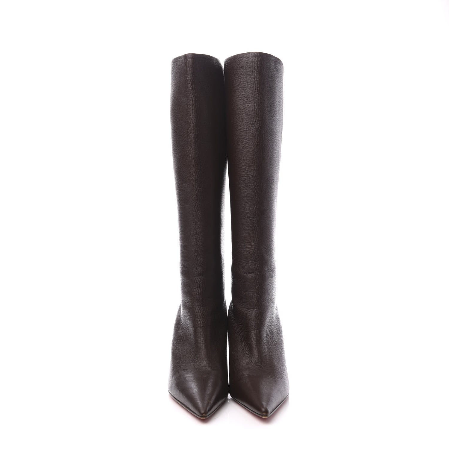 Christian Louboutin Calfskin 85 Knee High Boot 35 Dark Brown 3 of 10