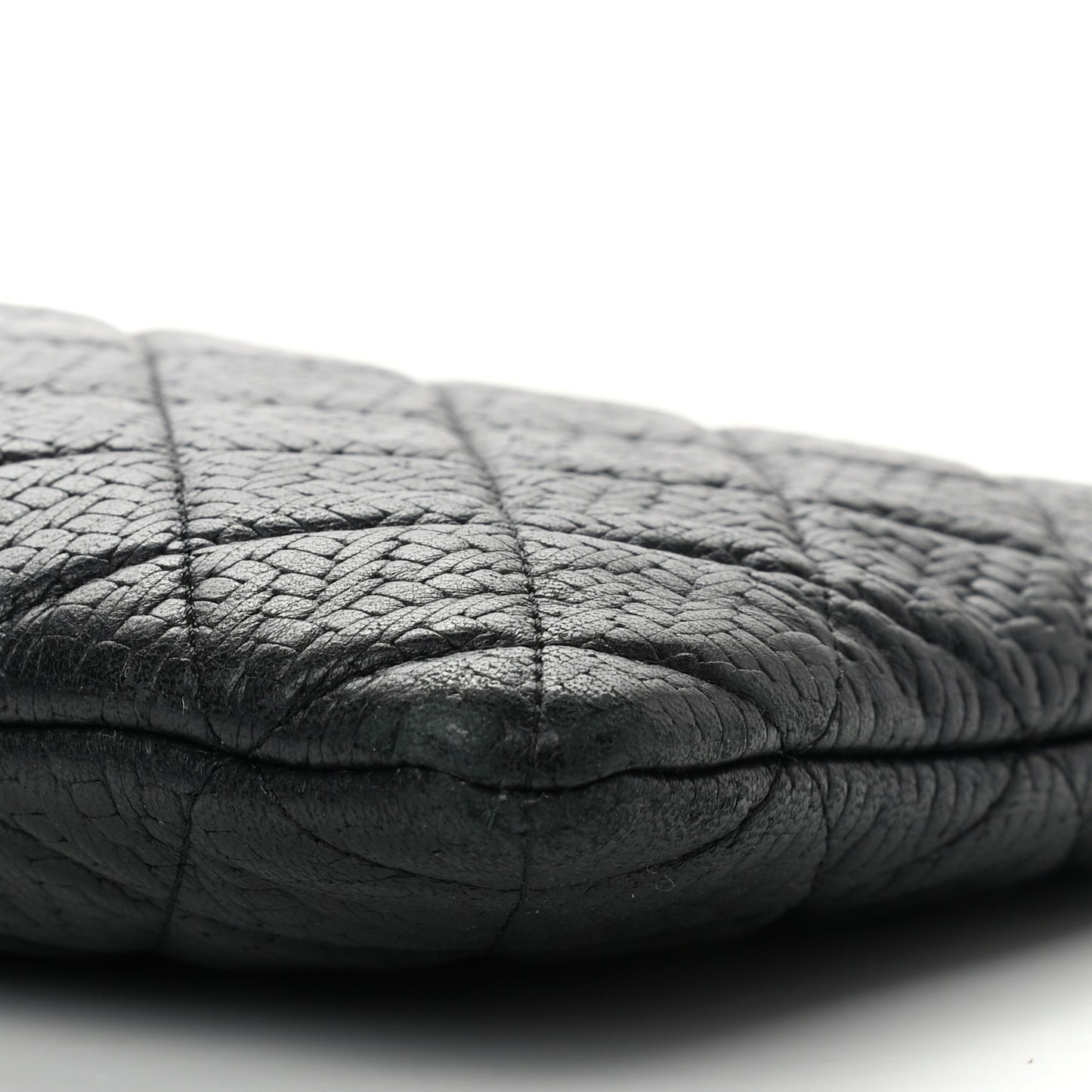 Woven Lambskin Quilted Medium Cosmetic Case Black
