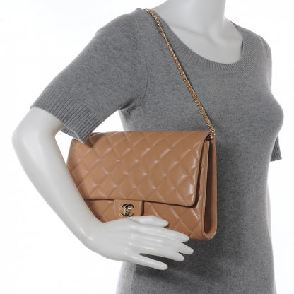 Chanel Lambskin Quilted Clutch Flap Beige 2 of 8